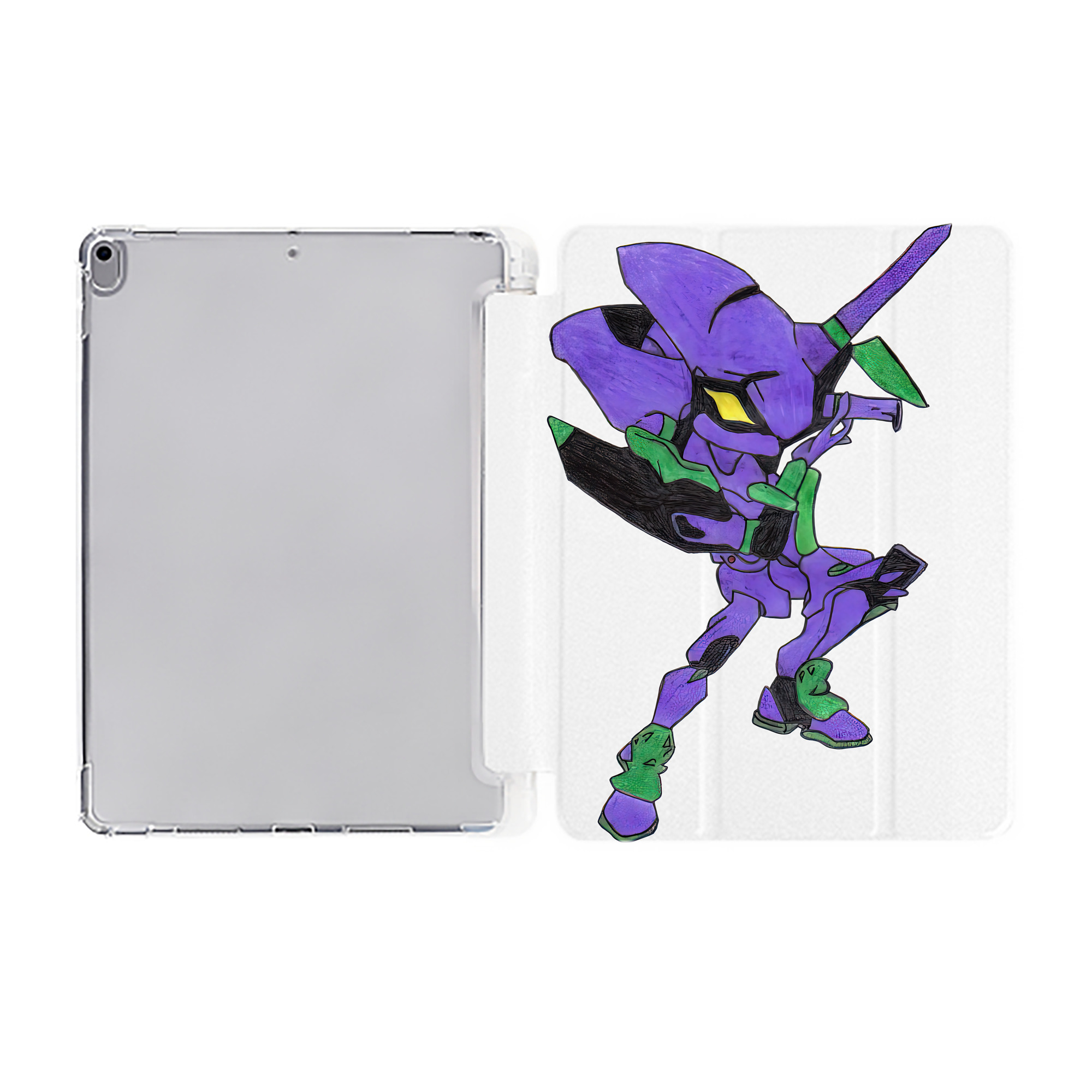 （画像用） EVA 新世紀エヴァンゲリオン IPad ケース ペン収納付き 三つ折りスタンド PUレザー×シリコン 対応機種9.5/10.5/10.9インチ